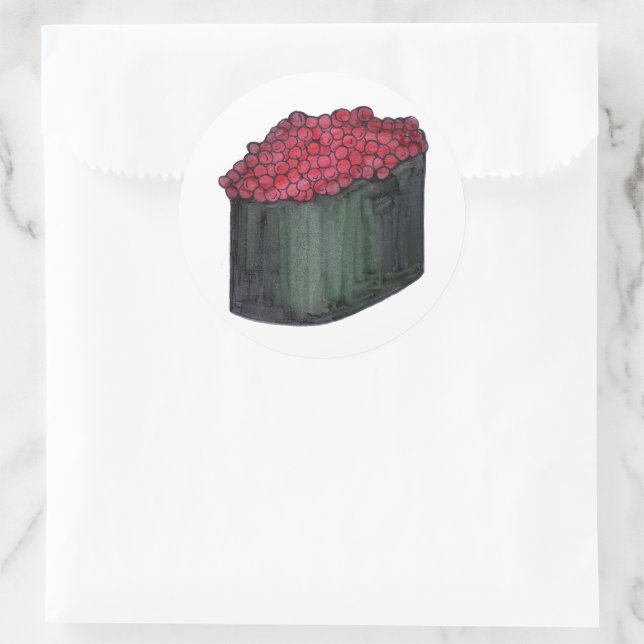 Pegatina Redonda Restaurante japonés de caviar Sushi Maki Roll Japó (Bolso)