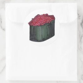 Pegatina Redonda Restaurante japonés de caviar Sushi Maki Roll Japó