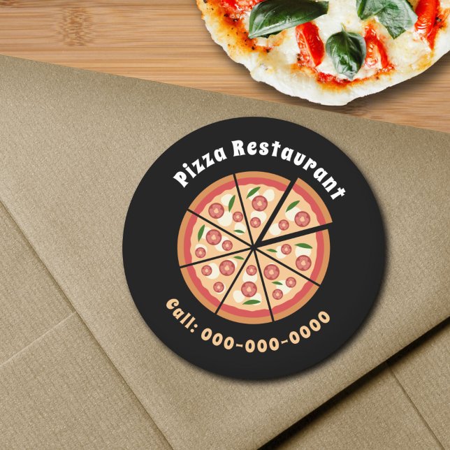 Pegatina Redonda Restaurante Pizza (Pizza Restaurant Sticker)