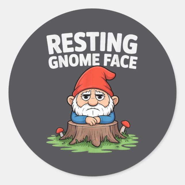 Pegatina Redonda Resting Gnome Face Cute Funny Christmas Kawaii Car (Anverso)