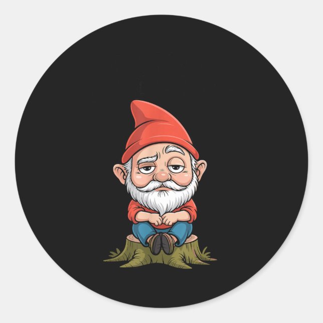 Pegatina Redonda Resting Gnome Face Cute Funny Christmas Kawaii Car (Anverso)