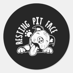 Pegatina Redonda Resting Pit Face Funny Dog Pitbull Meme Clothing