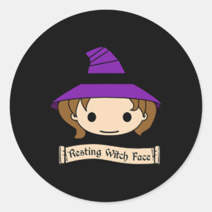 Pegatina Redonda Resting Witch Face Costume Halloween