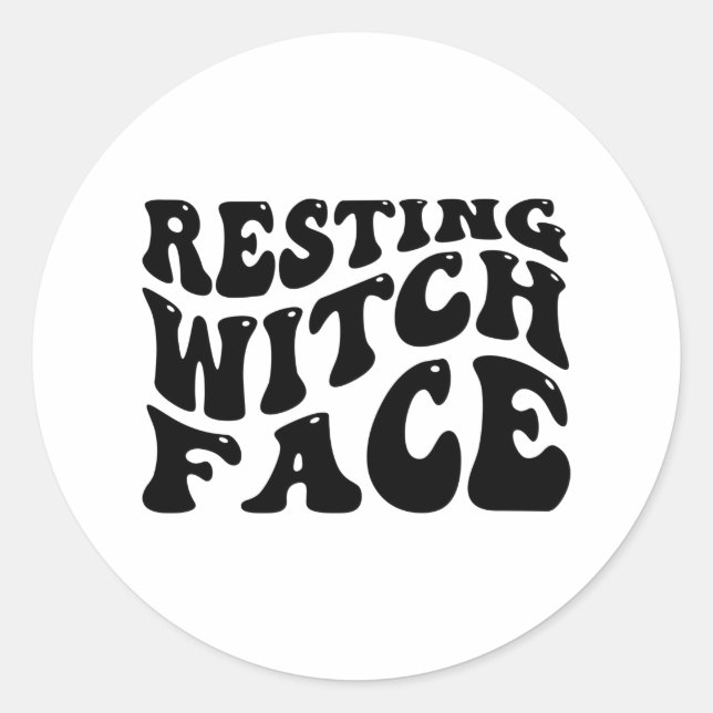 Pegatina Redonda Resting Witch Face-Halloween-Spooky-Scary-Funny (Anverso)
