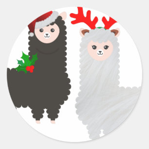 Pegatina Redonda Resto de los navidades alpacas
