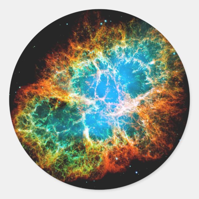 Pegatina Redonda Restos de Supernova de la Nebulosa del Cangrejo Fo (Anverso)