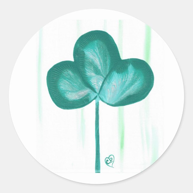 Pegatina Redonda Resumen 3 Pegatinas de Leaf Clover Shamrock (Anverso)