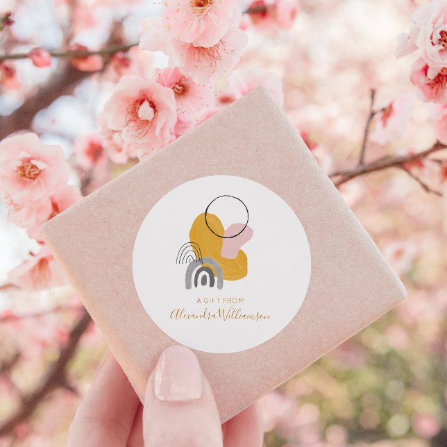 Pegatina Redonda Resumen Amarillo Personalizado Un Regalo De Nombre (Subido por el creador)