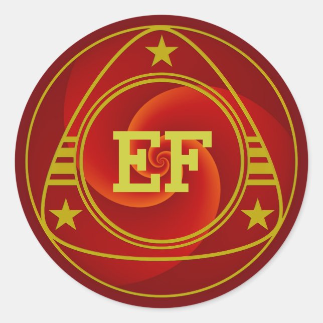 Pegatina Redonda Resumen Antecedentes Espirales suaves III + monogr (Anverso)