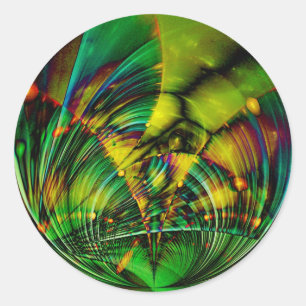 Pegatina Redonda Resumen Apofisis fractal II