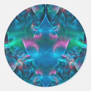 Pegatina Redonda Resumen Apofisis Fractal III