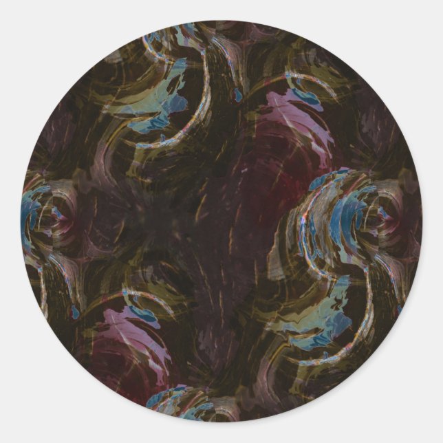 Pegatina Redonda Resumen atómico retro negro (Anverso)