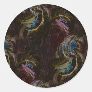 Pegatina Redonda Resumen atómico retro negro