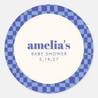 Resumen Checkerboard Personalizado azul Baby Showe