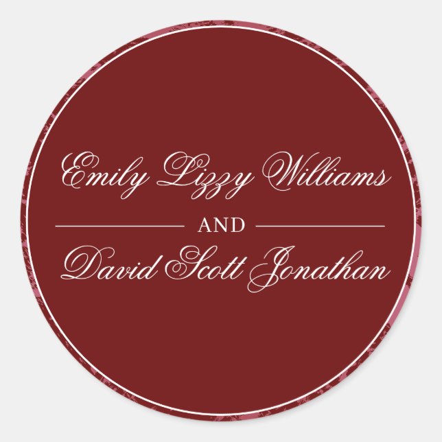 Pegatina Redonda Resumen clásico de Crimson Red Elegance (Anverso)