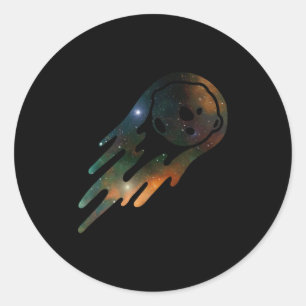 Pegatina Redonda Resumen Cometa asteroide