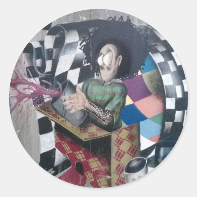 Pegatina Redonda Resumen de arte de graffiti (Anverso)