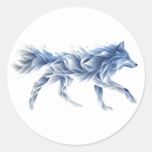 Pegatina Redonda Resumen de arte de lobo: Ilustracion de animales g