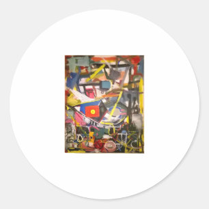 Pegatina Redonda Resumen de Barton Springs Jeff Hankamer Artjunkhau