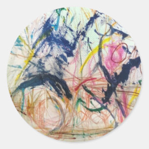 Pegatina Redonda Resumen de caballos de montaña Jeff Hankamer Artju