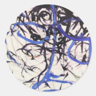 Pegatina Redonda Resumen de cabeza de Olmec Jeff Hankamer Artjunkha