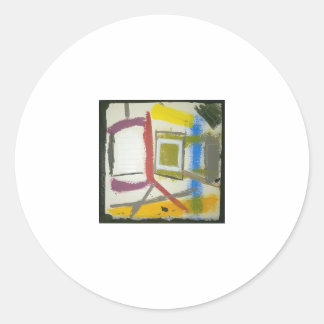 Pegatina Redonda Resumen de caja de mediados del siglo Hankamer Art