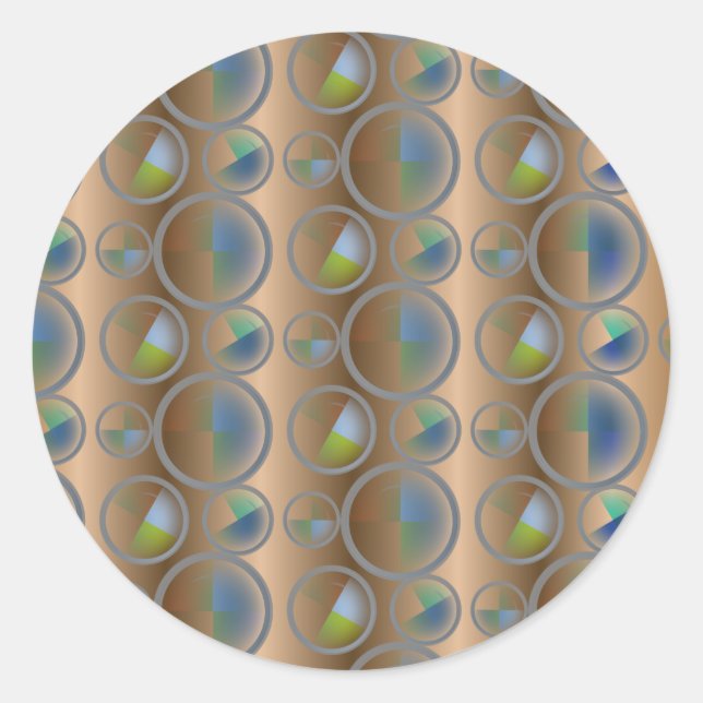 Pegatina Redonda Resumen de círculos (Anverso)