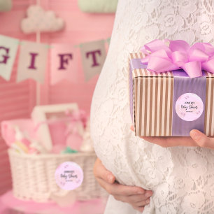 Pegatina Redonda Resumen de color de agua rosa Baby Shower