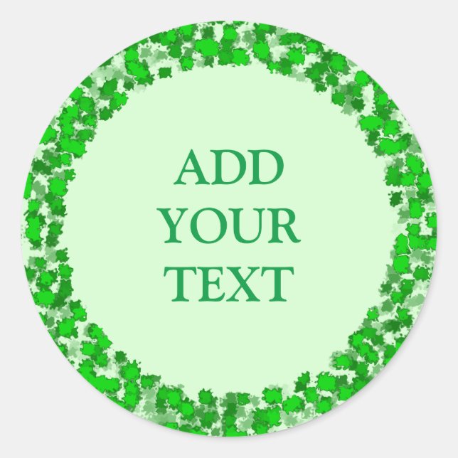 Pegatina Redonda Resumen de diseño de arte DIY de follaje verde (Anverso)