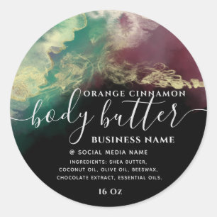 Pegatina Redonda Resumen de escritura moderna de tinta de alcohol o