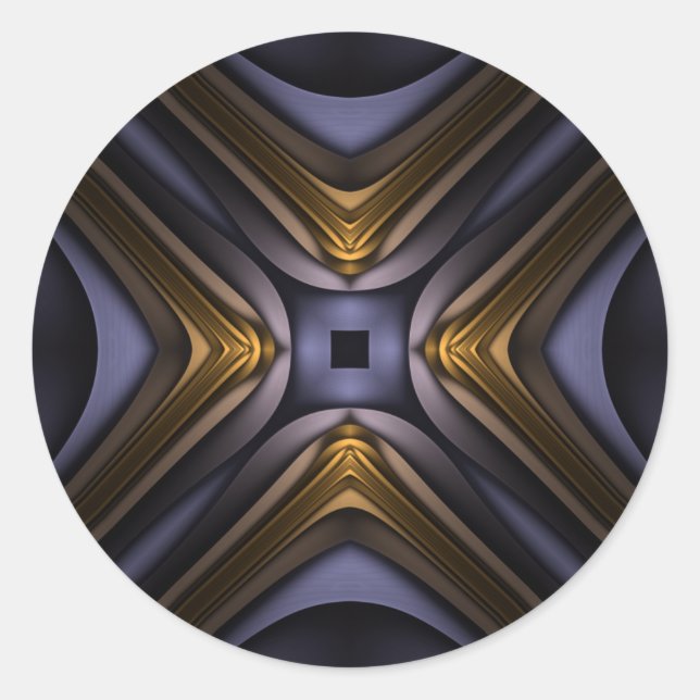 Pegatina Redonda Resumen de esencia azul y oro de Soul (Anverso)