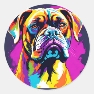 Pegatina Redonda Resumen de Fauvist Boxer