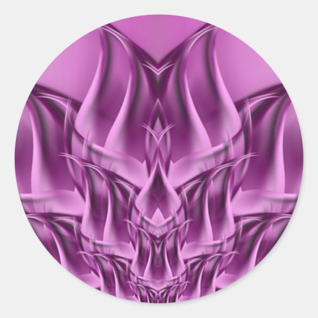 Pegatina Redonda Resumen de Flor de Lotus Fractal (Anverso)