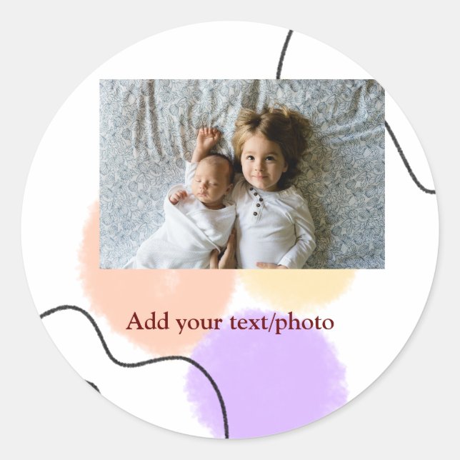 Pegatina Redonda Resumen de formas abstractas de acuarela agregar n (Anverso)