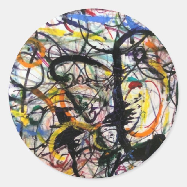 Pegatina Redonda Resumen de Jeff Hankamer Artjunkhaus (Anverso)