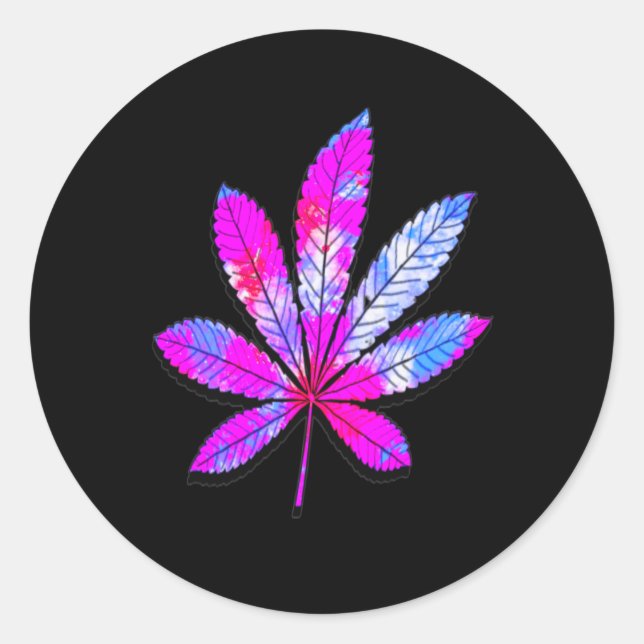 Pegatina Redonda Resumen de la hoja de Weed (Anverso)