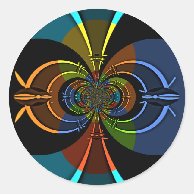 Pegatina Redonda Resumen de la impresión del arte de la ráfaga de c (Anverso)