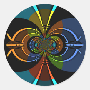 Pegatina Redonda Resumen de la impresión del arte de la ráfaga de c