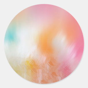 Pegatina Redonda Resumen de la plantilla azul amarillo rosado y col