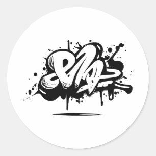Pegatina Redonda Resumen de la silueta de graffiti Minimalista