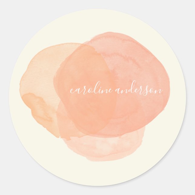 Pegatina Redonda Resumen de las formas de acuarela en la pintura pe (Anverso)