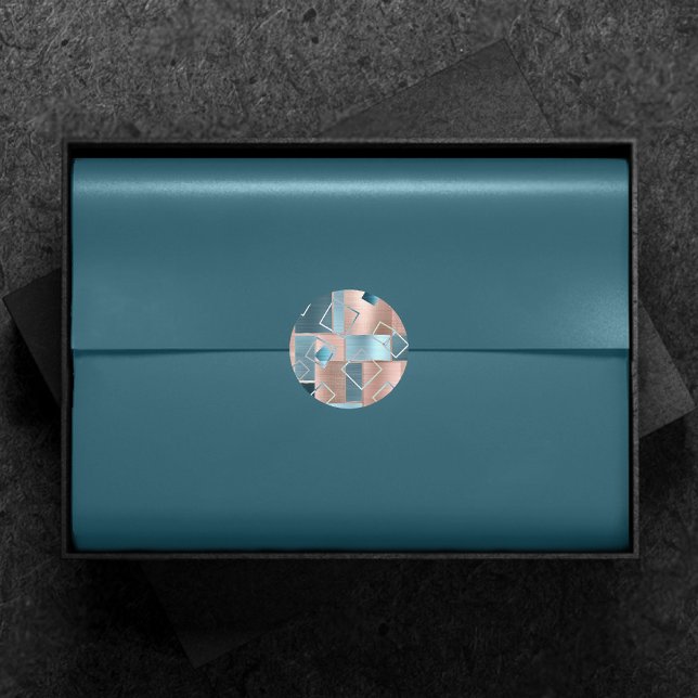 Pegatina Redonda Resumen de Luxe | Rubor Rosa Gold y Geométrica Ver (Subido por el creador)