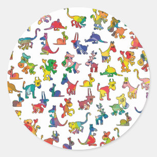 Pegatina Redonda Resumen de mosaicos de patrones de animales
