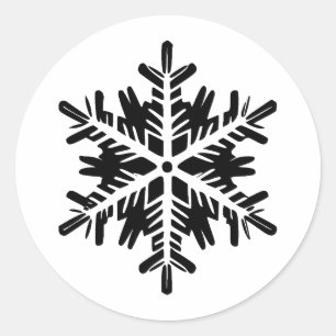 Pegatina Redonda Resumen de silueta Minimalista de copo de nieve