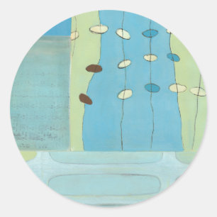 Pegatina Redonda Resumen del desfile de huevos azules