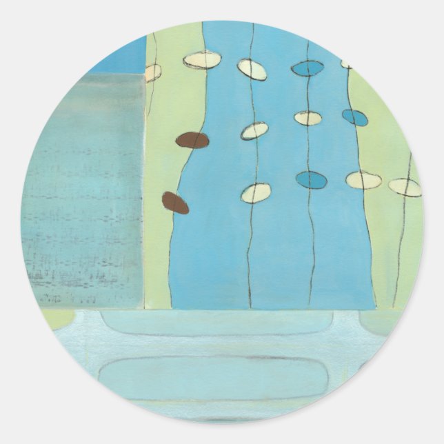 Pegatina Redonda Resumen del desfile de huevos azules (Anverso)