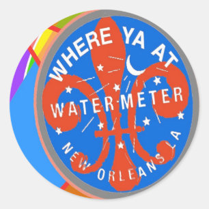Pegatina Redonda Resumen del metro del agua Nueva Orleans