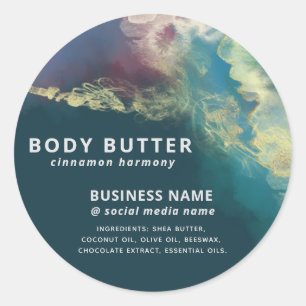 Pegatina Redonda Resumen del producto de tinta artística moderna co