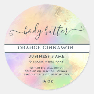 Pegatina Redonda Resumen del producto holográfico oro moderno de es