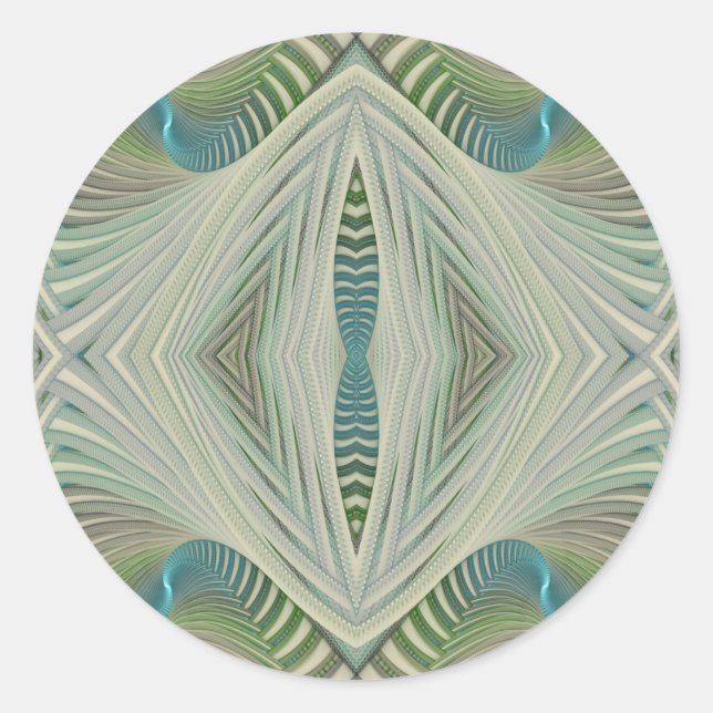 Pegatina Redonda Resumen del río azul y verde (Anverso)